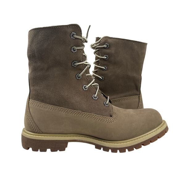 Timberland Roll Top Boots Womens 7 M Light Brown Nubuck Warm Lined Fleece WP - Picture 4 of 13